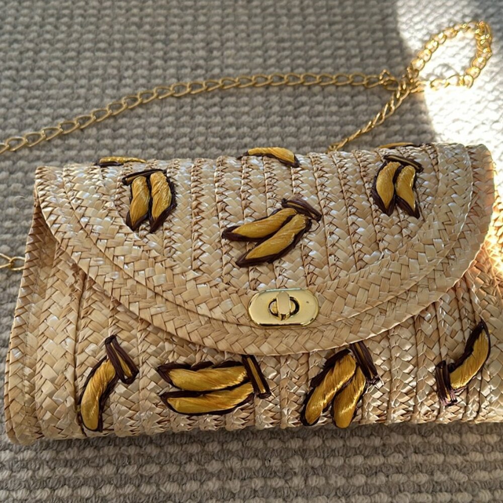 Never used - Straw handbag with bananas